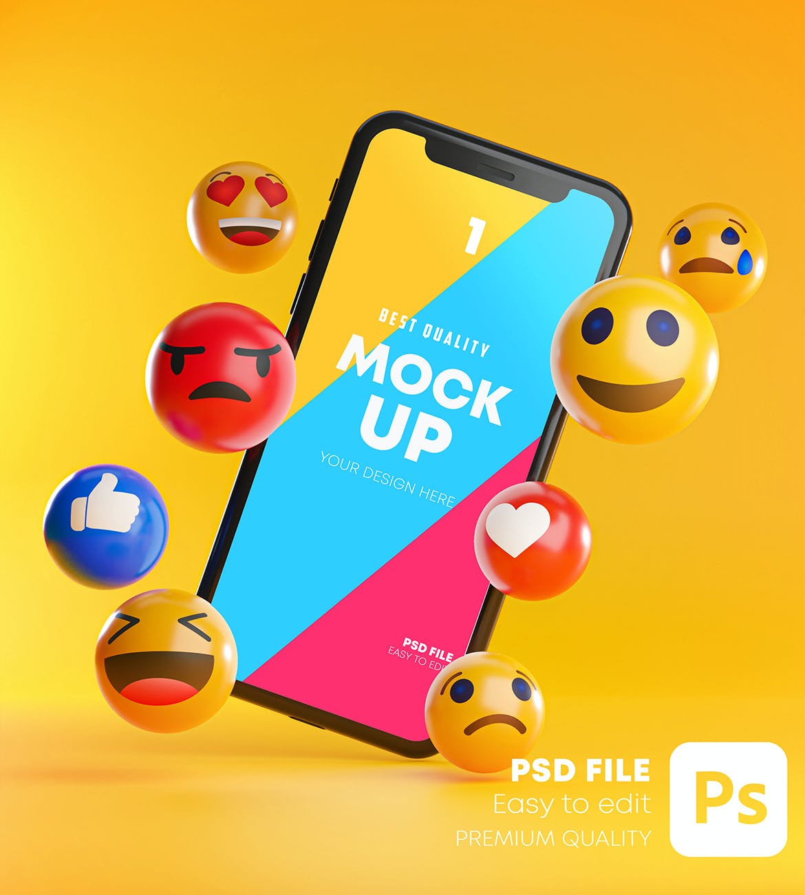 智能手机表情符号元素样机素材包 Smartphone Emoji Mockup Pack设计素材模板