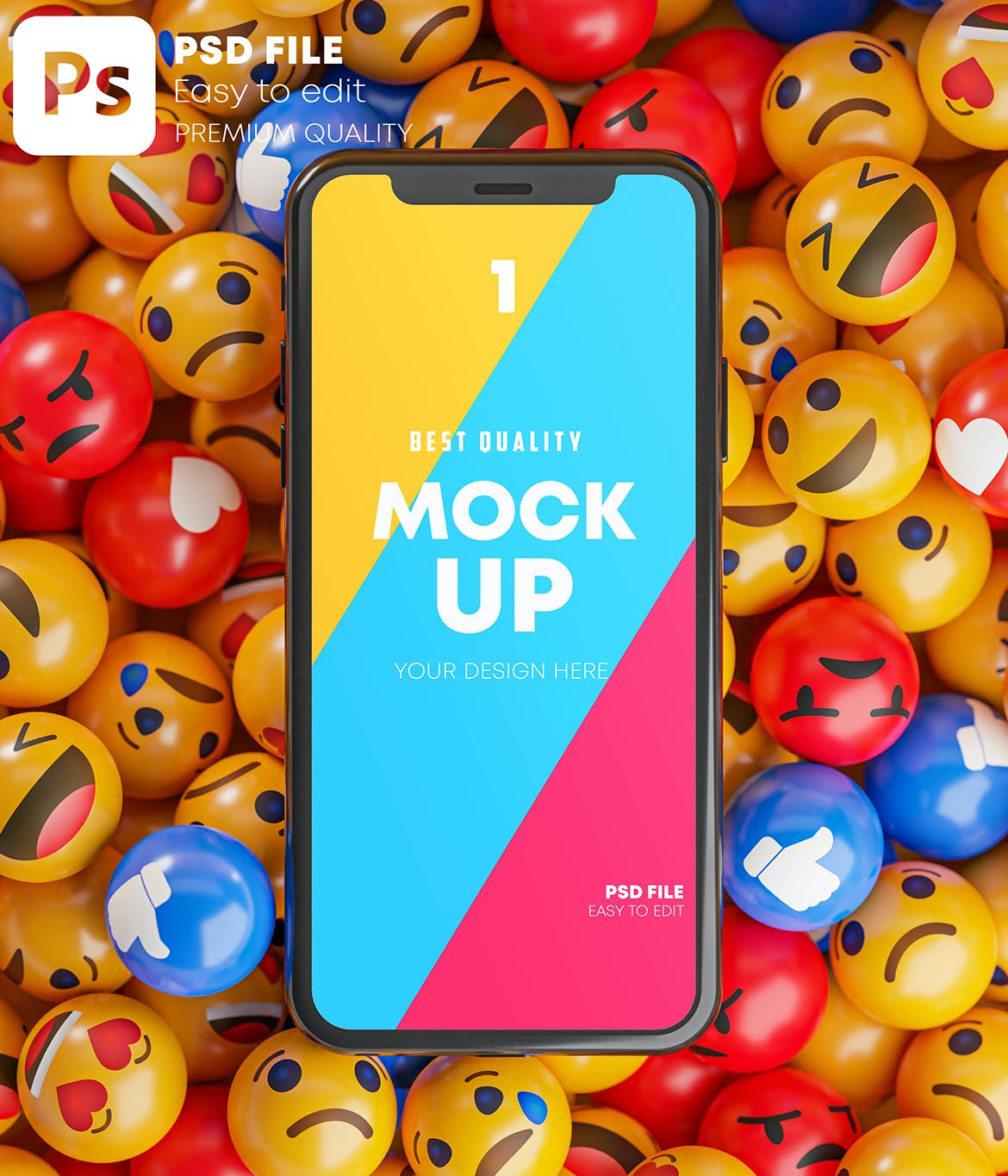 智能手机表情符号元素样机素材包 Smartphone Emoji Mockup Pack设计素材模板