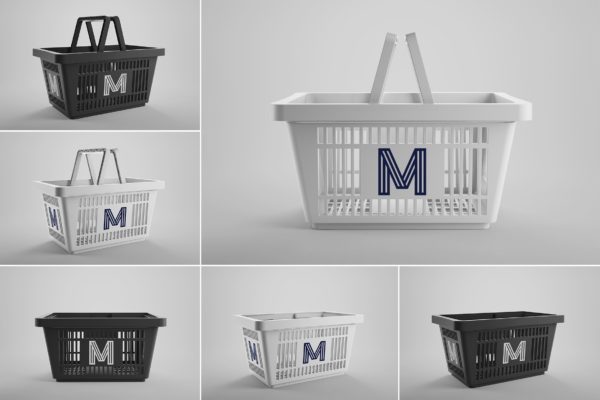 品牌Logo设计超市购物篮样机模板v1 Shopping Basket Mockups Vol. 1