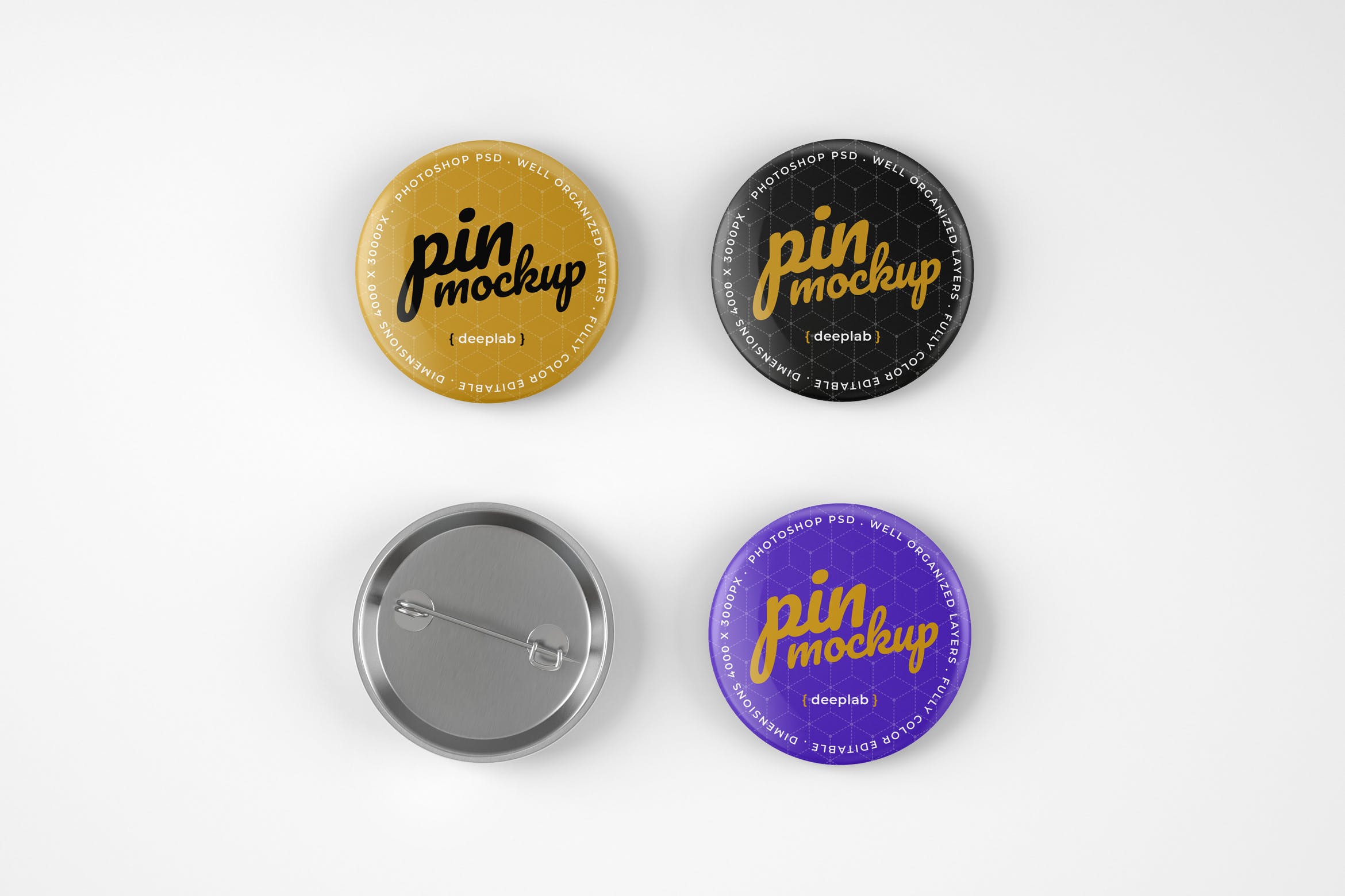 别针光泽徽章品牌标签设计样机 Glossy Pin Button Mockup设计素材模板