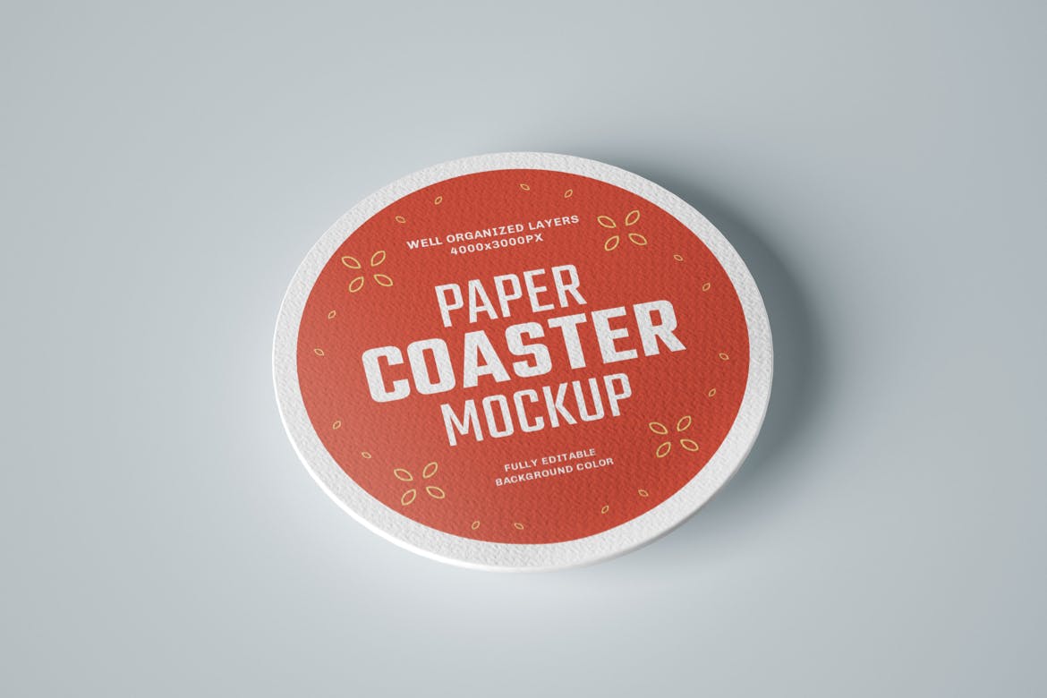 杯垫纸质饮料品牌设计样机集 Paper Beverage Coaster Mockup Set设计素材模板