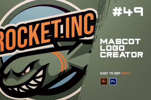 电子竞技Logo火箭弹设计模板 ROCKET.INC – E-Sports Logo Creator