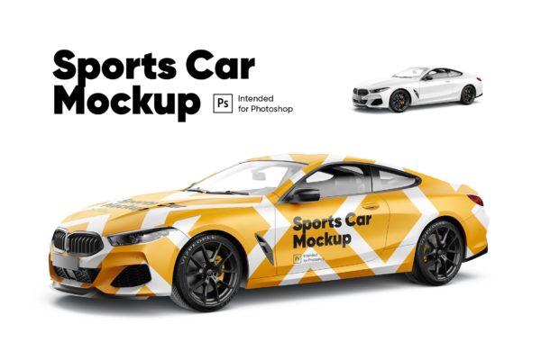 车身广告宝马轿跑设计样机模板 Sports Car Mockup