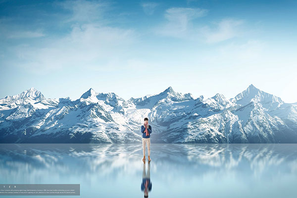 冬季背景图雪山镜像湖面psd素材