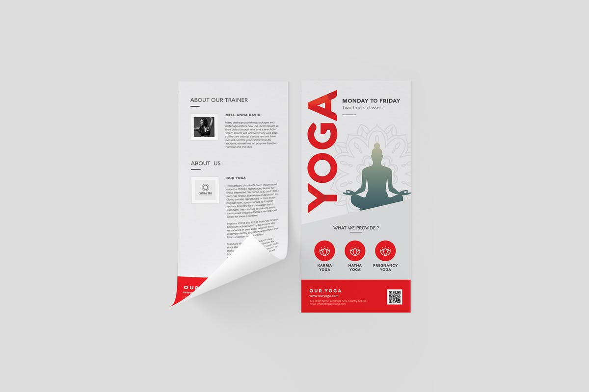 瑜伽运动DL尺寸推广传单模板 Yoga DL Flyer设计素材模板