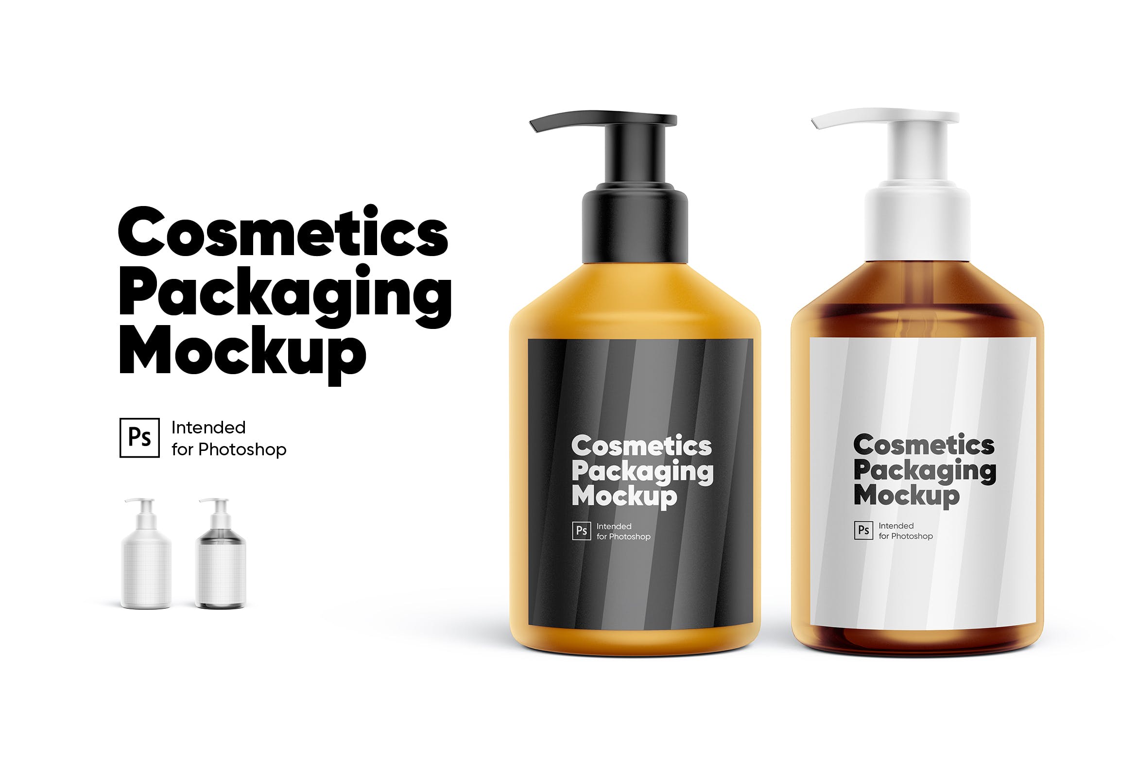 化妆品包装按压瓶设计样机 Cosmetics Packaging Mockup设计素材模板
