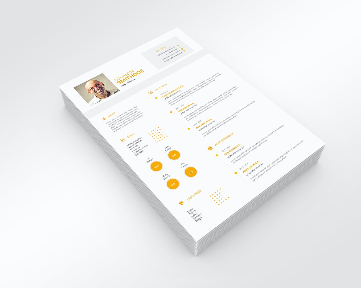 A4纸张尺寸-简历/履历/发票/传单样机 A4 paper Size – Resume, CV, Flyer & Invoice Mockup设计素材模板