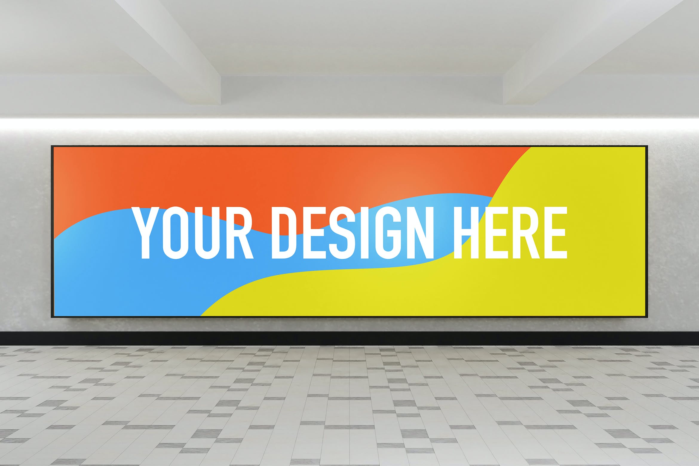 地铁广告牌设计样机模板 YDM Indoor Advertising Billboard Mockup设计素材模板