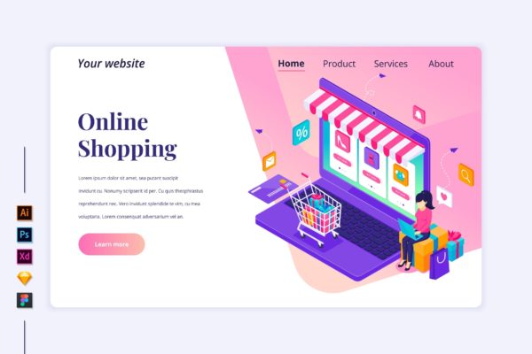 网站页面设计在线购物概念插画v5 Agnytemp – Online Shopping Isometric v5