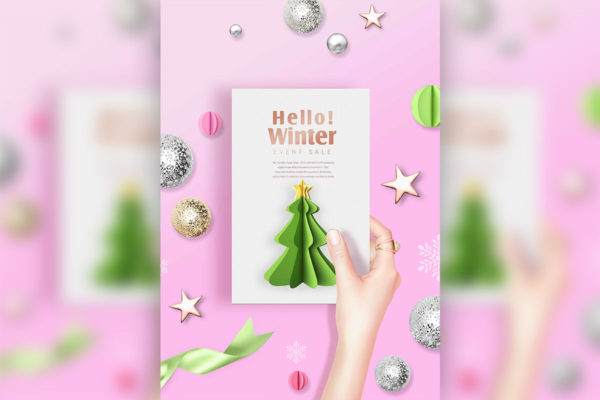 圣诞促销冬季主题海报设计psd素材