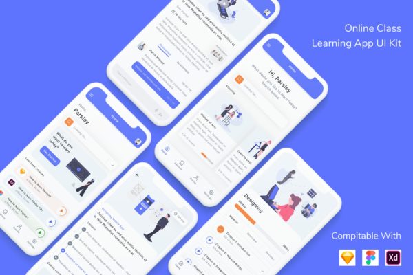 APP应用UI在线课堂设计套件 Online Class Learning App UI Kit