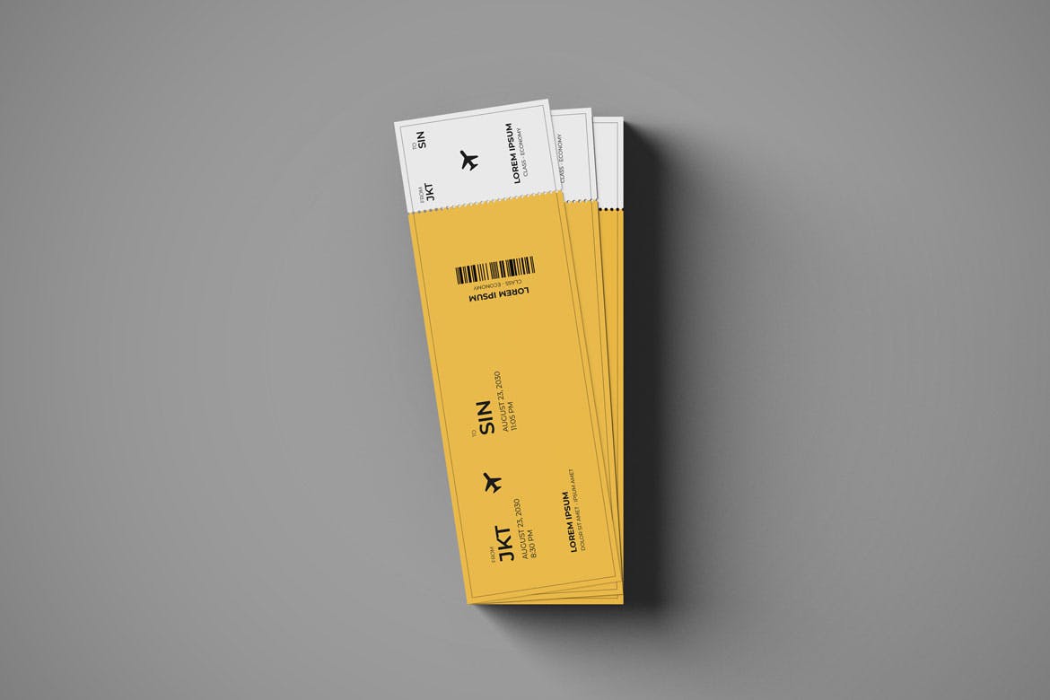 机票设计样机模板 Ticket Mockup 6 PSD Files-变色鱼
