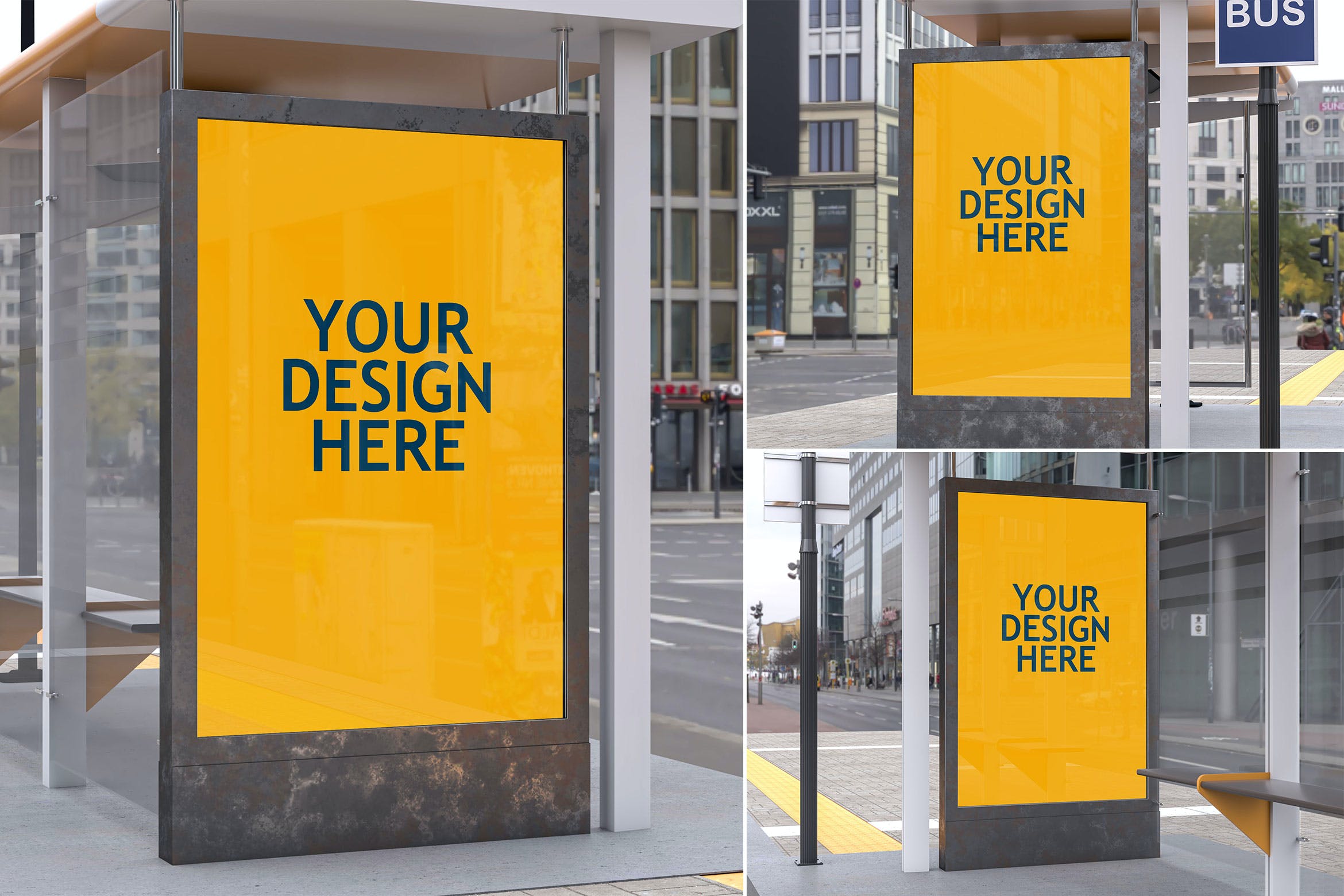 广告海报巴士站台样机模板v2 Bus Stop Poster vol.02 – Mockup FH设计素材模板