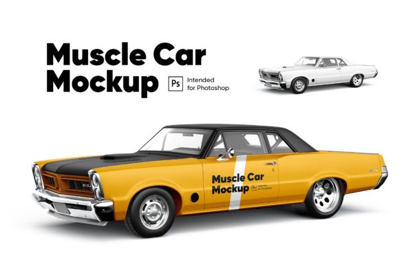 车身广告设计样机模板 Muscle Car Mockup