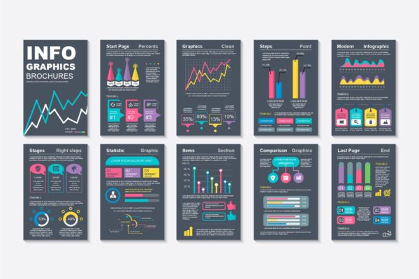 年度数据统计信息图表宣传册设计模板v5 Infographic Brochure Template