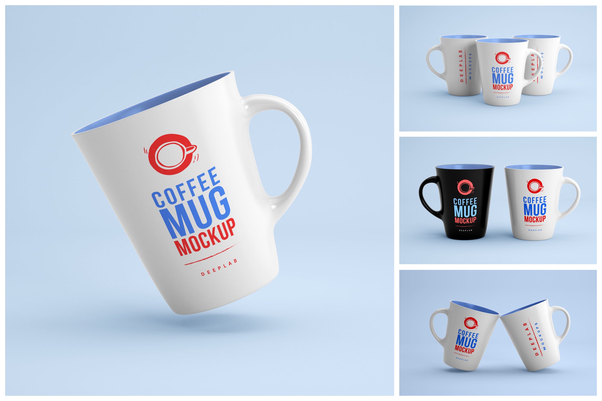 Logo设计咖啡杯品牌样机集 Coffee Mug Mockup Set设计素材模板