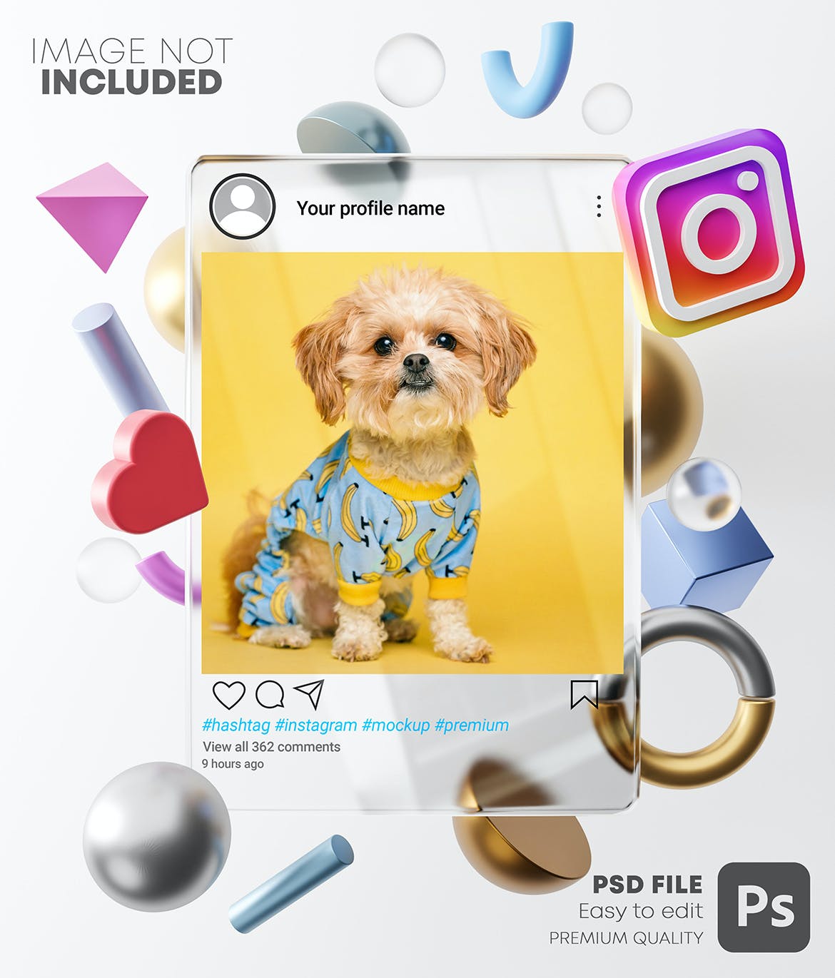 Instagram帖子透明玻璃展示样机 Glass Instagram Post Mockup设计素材模板