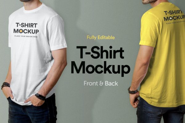 设计展示样机男士T恤图案模板v2 T-Shirt Mockup – Vol 02