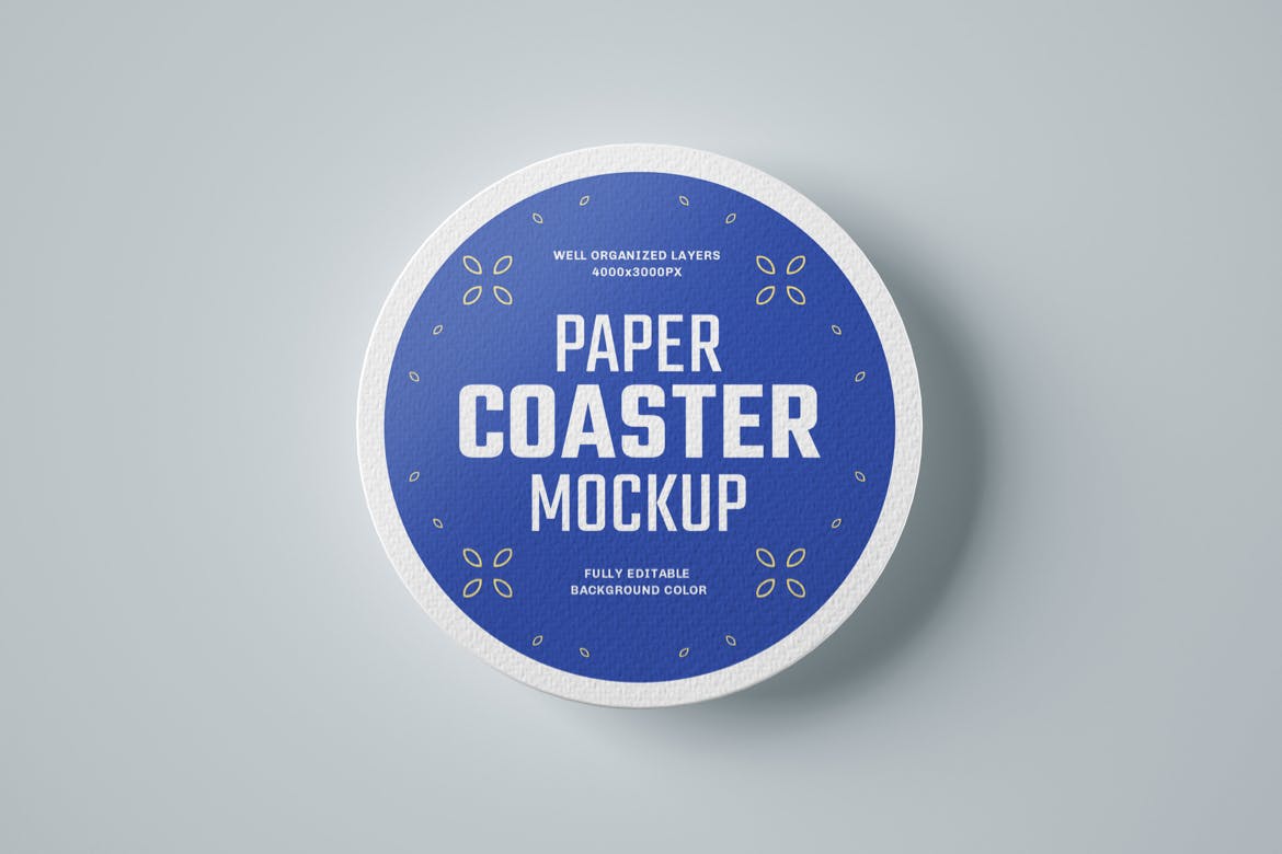 设计样机集纸质饮料杯垫 Paper Beverage Coaster Mockup Set设计素材模板