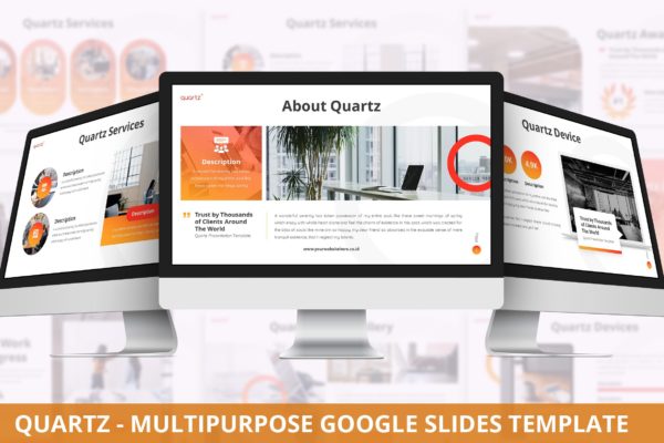 商务简约设计多功能谷歌幻灯片模板 Quartz – Multipurpose Google Slides Template