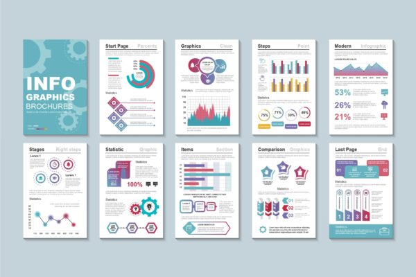 年度数据统计信息图表宣传册设计模板v1 Infographic Brochure Template