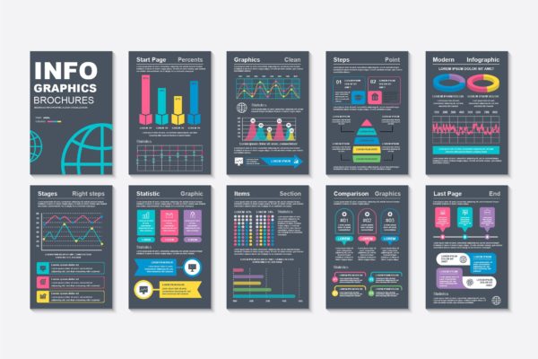 数据统计信息图表年度宣传册设计模板v2 Infographic Brochure Template