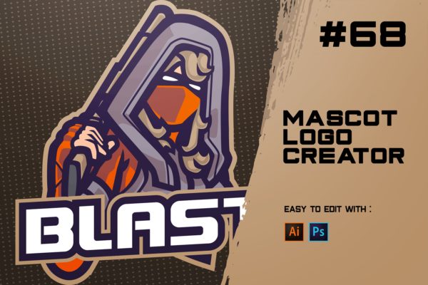 电子竞技Logo蒙面杀手设计模板 BLAST – E-Sports Logo Creator