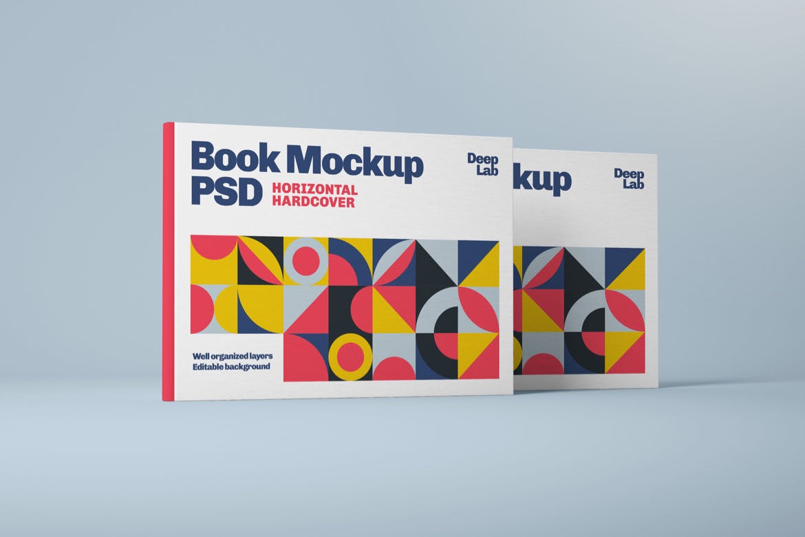 书籍封面设计横版尺寸样机模板集 Horizontal Book Cover Mockup Set设计素材模板