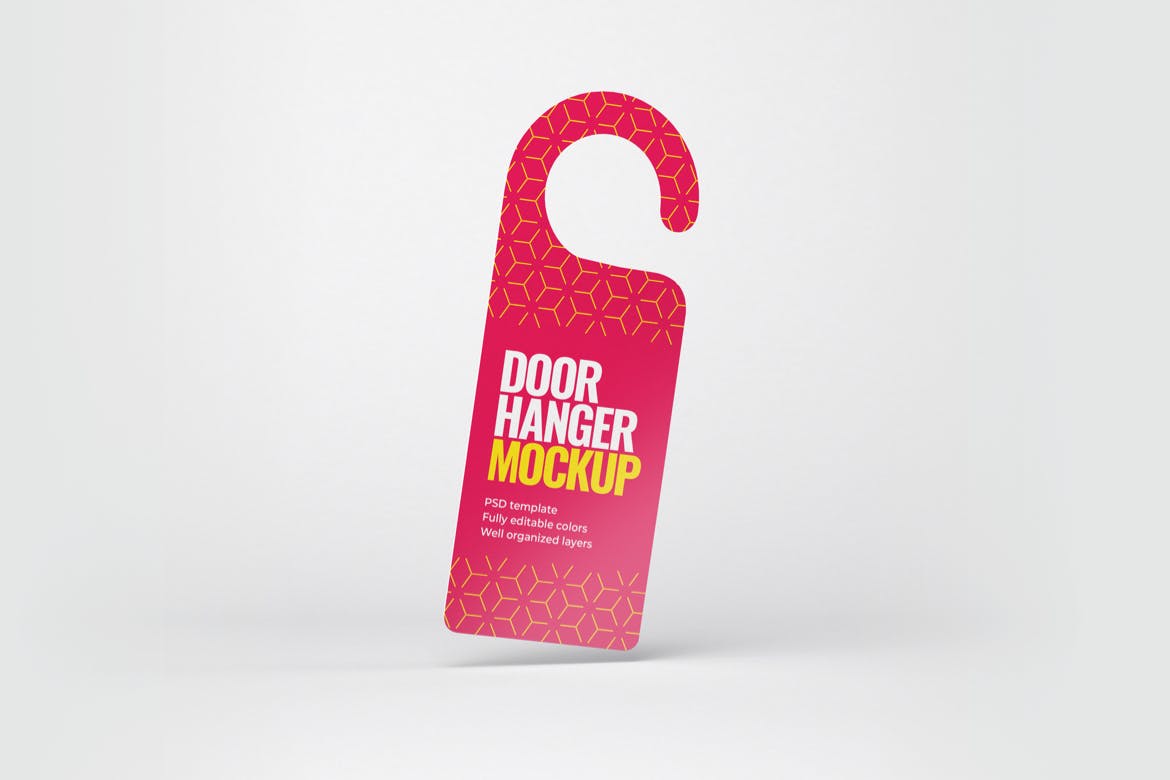 效果图样机集酒店创意门把手挂牌设计 Door Hanger Mockup Set设计素材模板