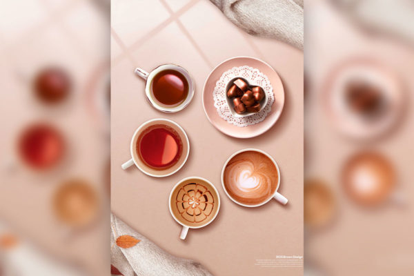 秋季主题棕色咖啡时光海报设计韩国素材
