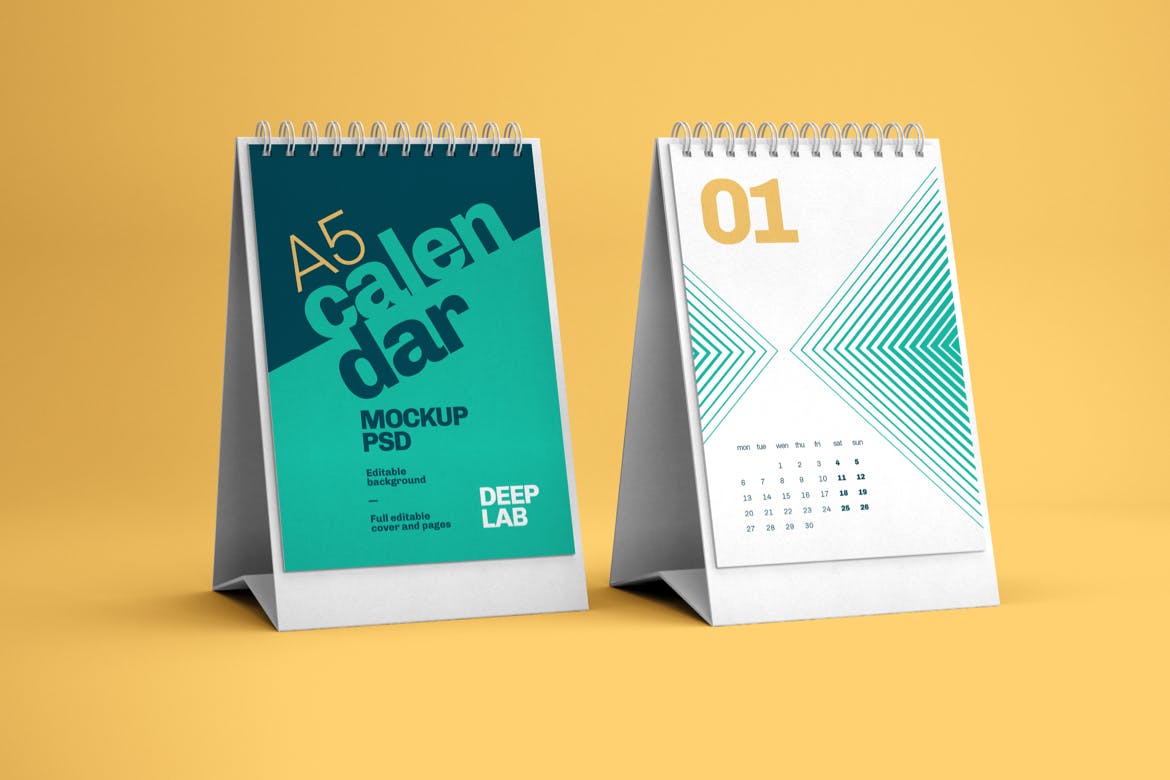 翻页立式台历设计样机集 Vertical Desk Calendar Mockup Set设计素材模板