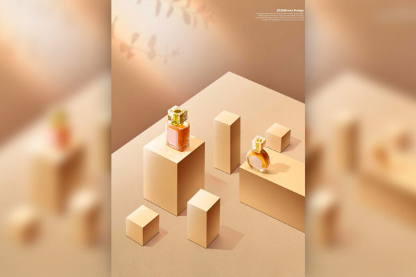 香水化妆品广告金色方块元素海报设计模板