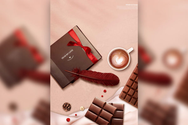 咖啡情人节&巧克力表白主题海报设计韩国素材