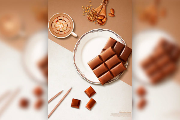 巧克力浪漫棕色零食产品推广海报设计韩国素材