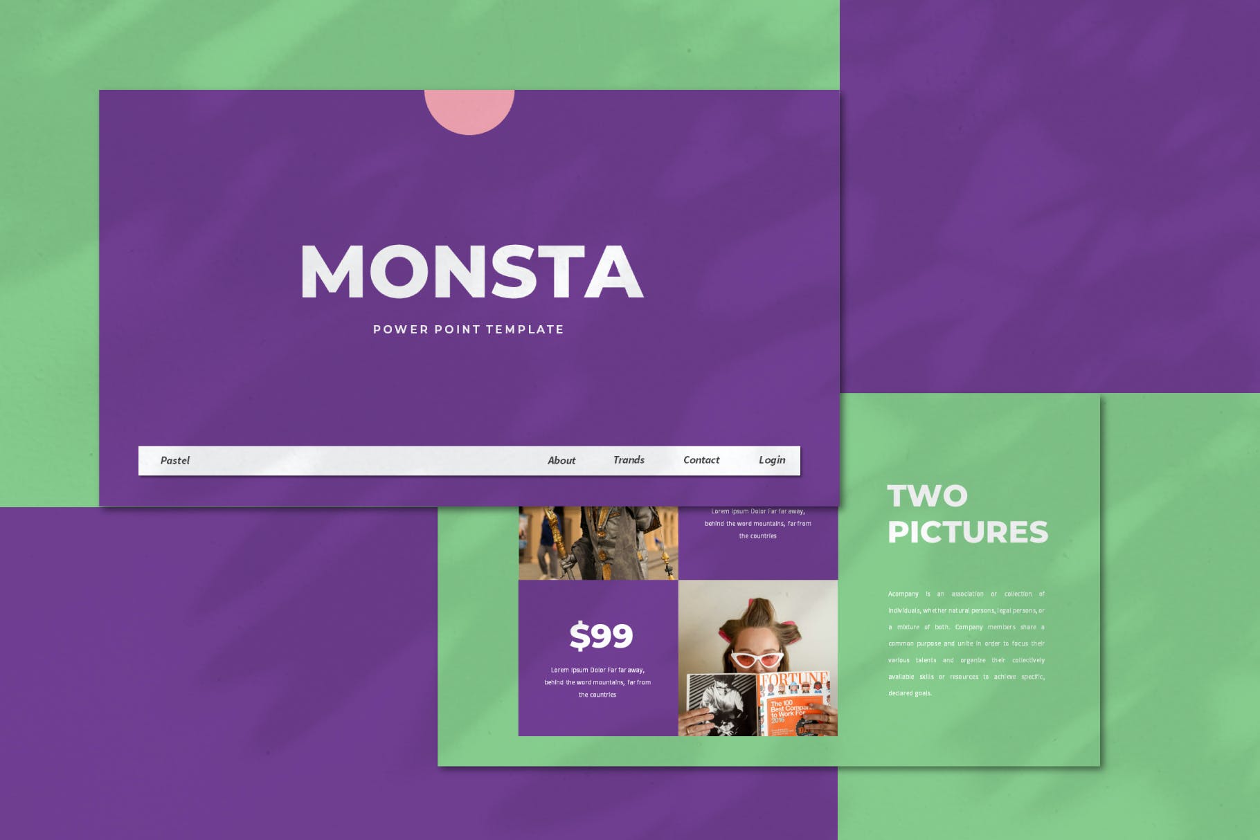 服装品牌推广创意多彩风格Powerpoint模板 Monsta – Powerpoint Template设计素材模板
