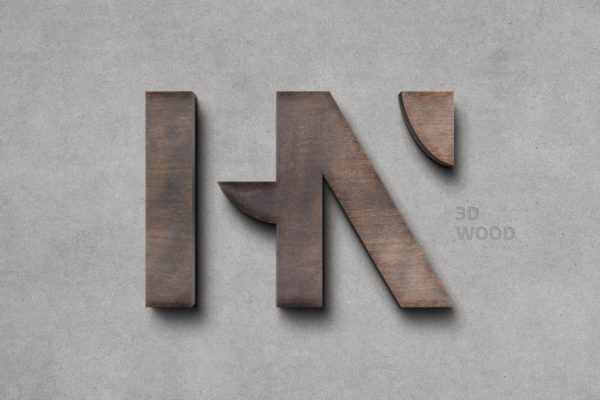 3D Logo设计木制样机模板 Wooden 3D Logo Mockup