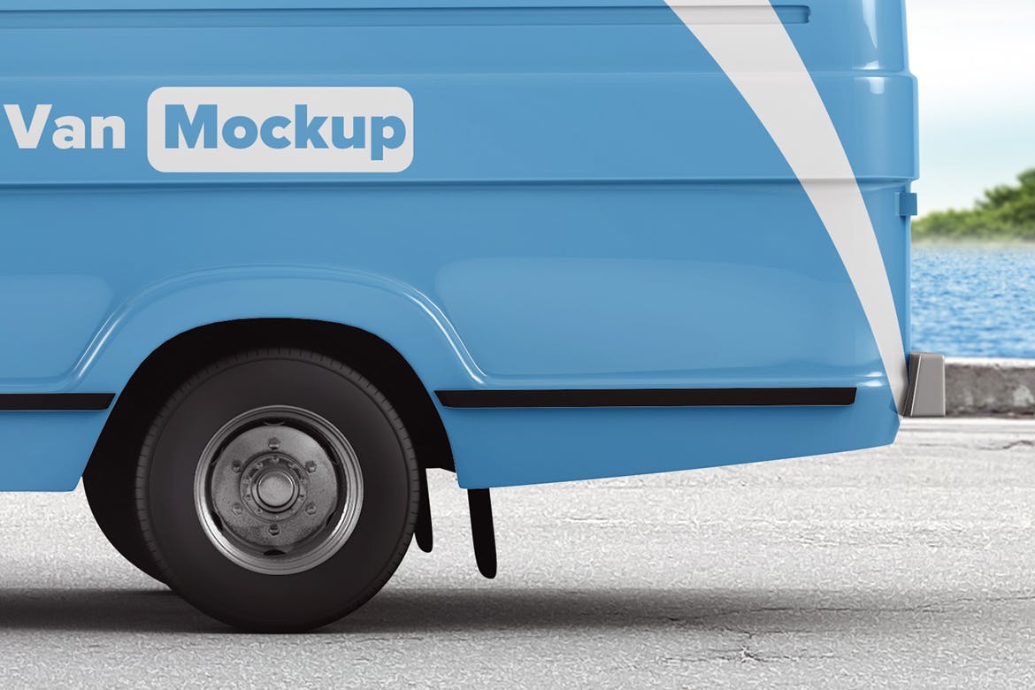 面包车老式货车品牌&车身广告设计样机 Vintage Van Branding Mockup设计素材模板