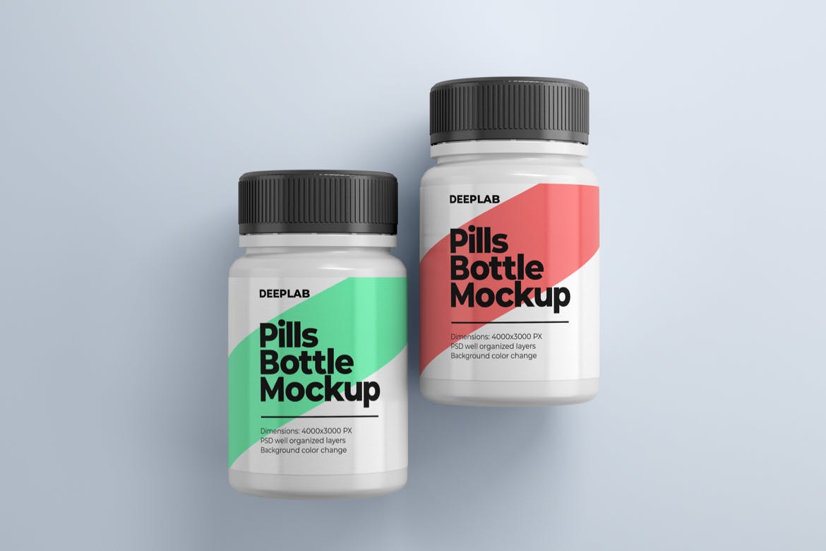 包装设计药物药丸瓶样机集 Medical Pill Bottle Mockup Set设计素材模板
