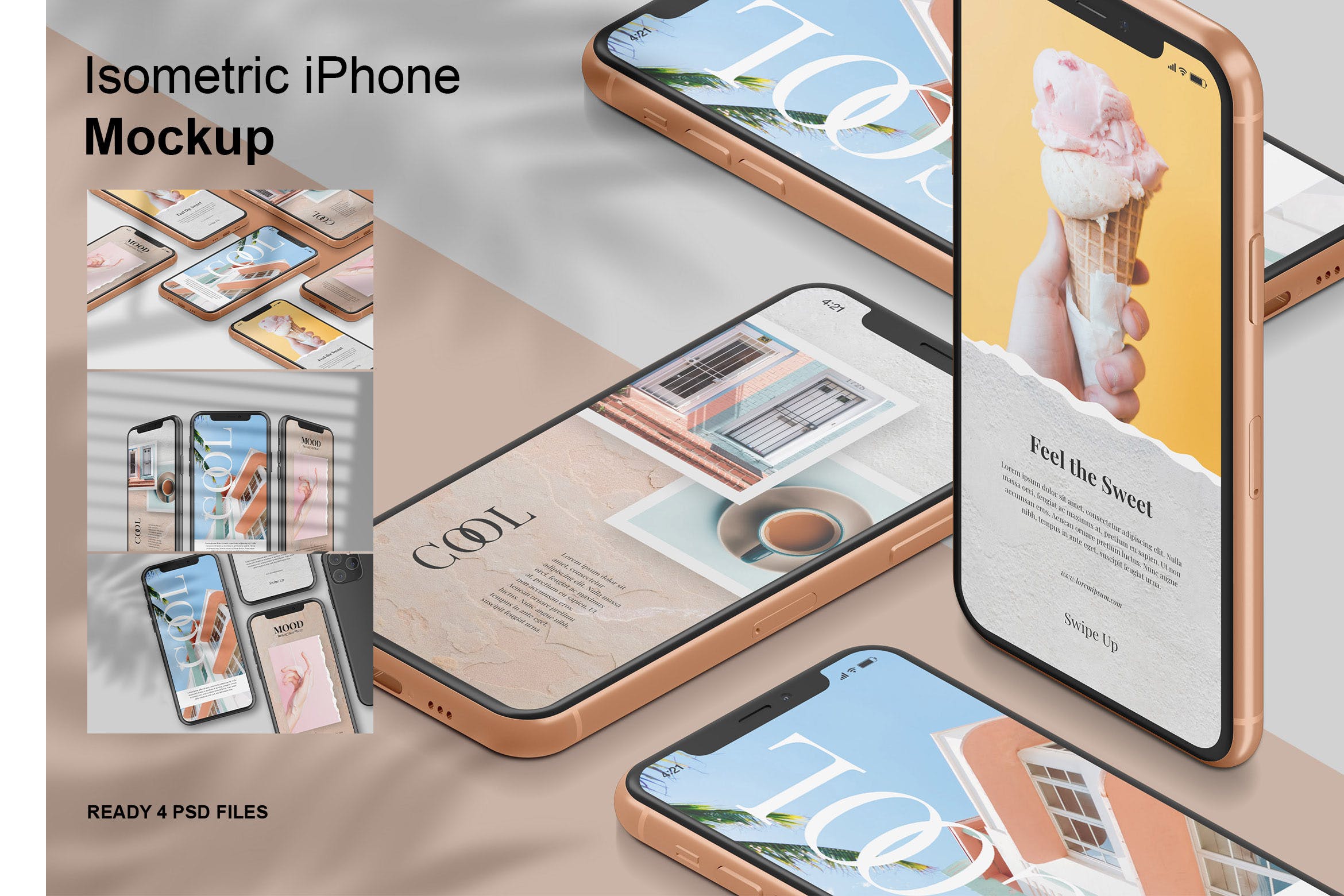 手机iPhone样机模板 Isometric iPhone – Mockup设计素材模板