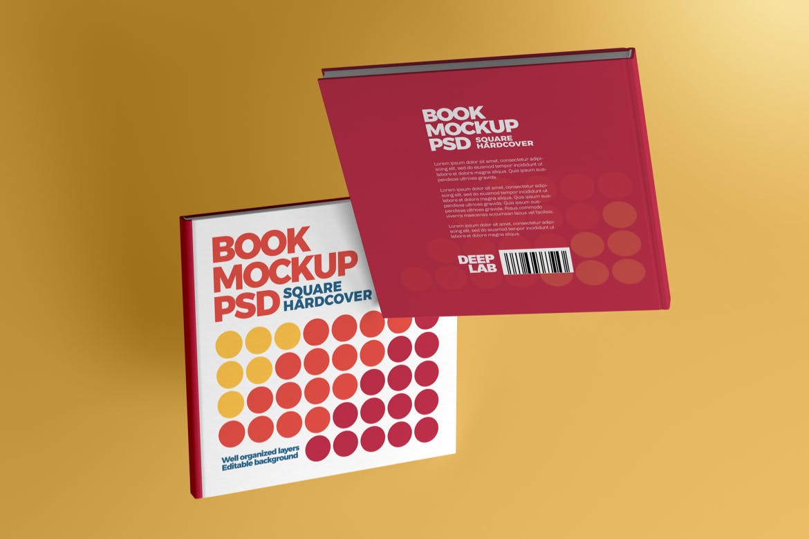 书籍封面&方形图书设计样机集 Square Book Cover Mockup Set设计素材模板