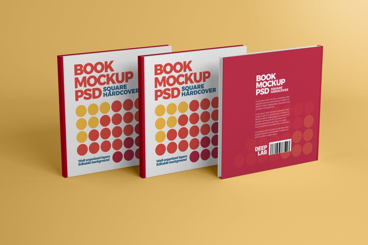 书籍封面&方形图书设计样机集 Square Book Cover Mockup Set设计素材模板