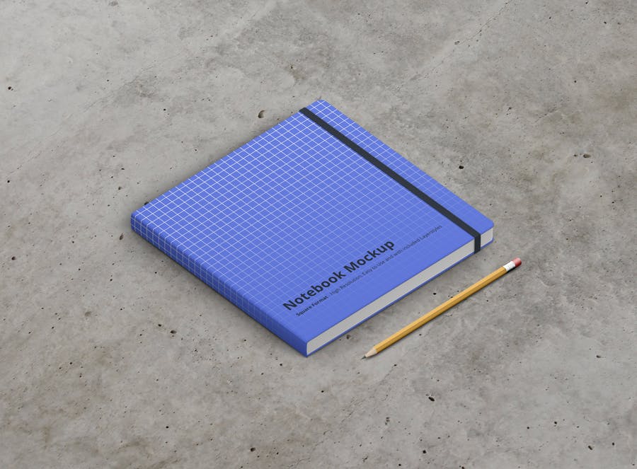 笔记本&方形尺寸记事本设计样机模板 Notebook Mockup Square Format设计素材模板