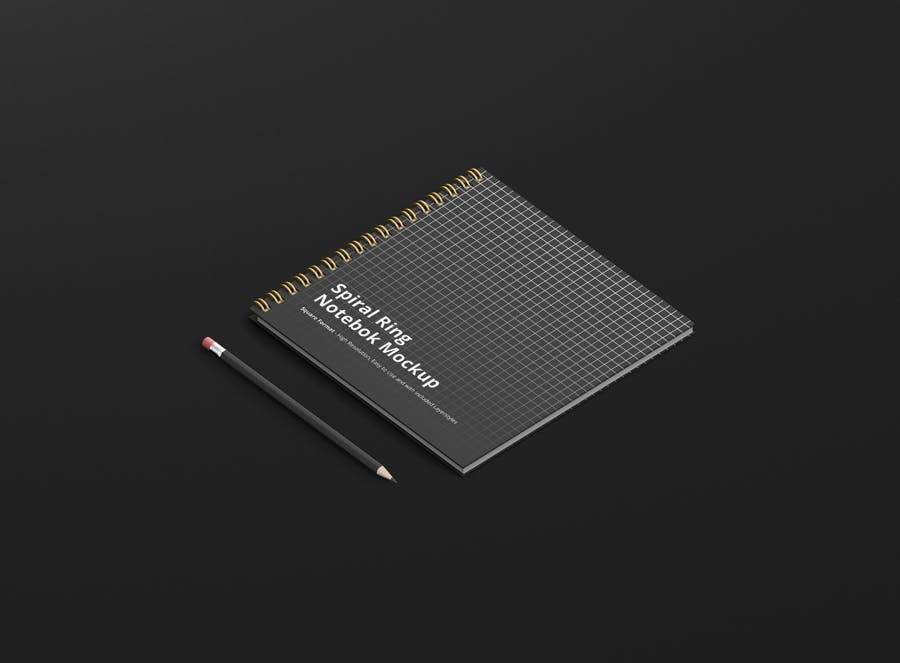 方形笔记本设计样机 Spiral Ring Notebook Mockup Square Format设计素材模板