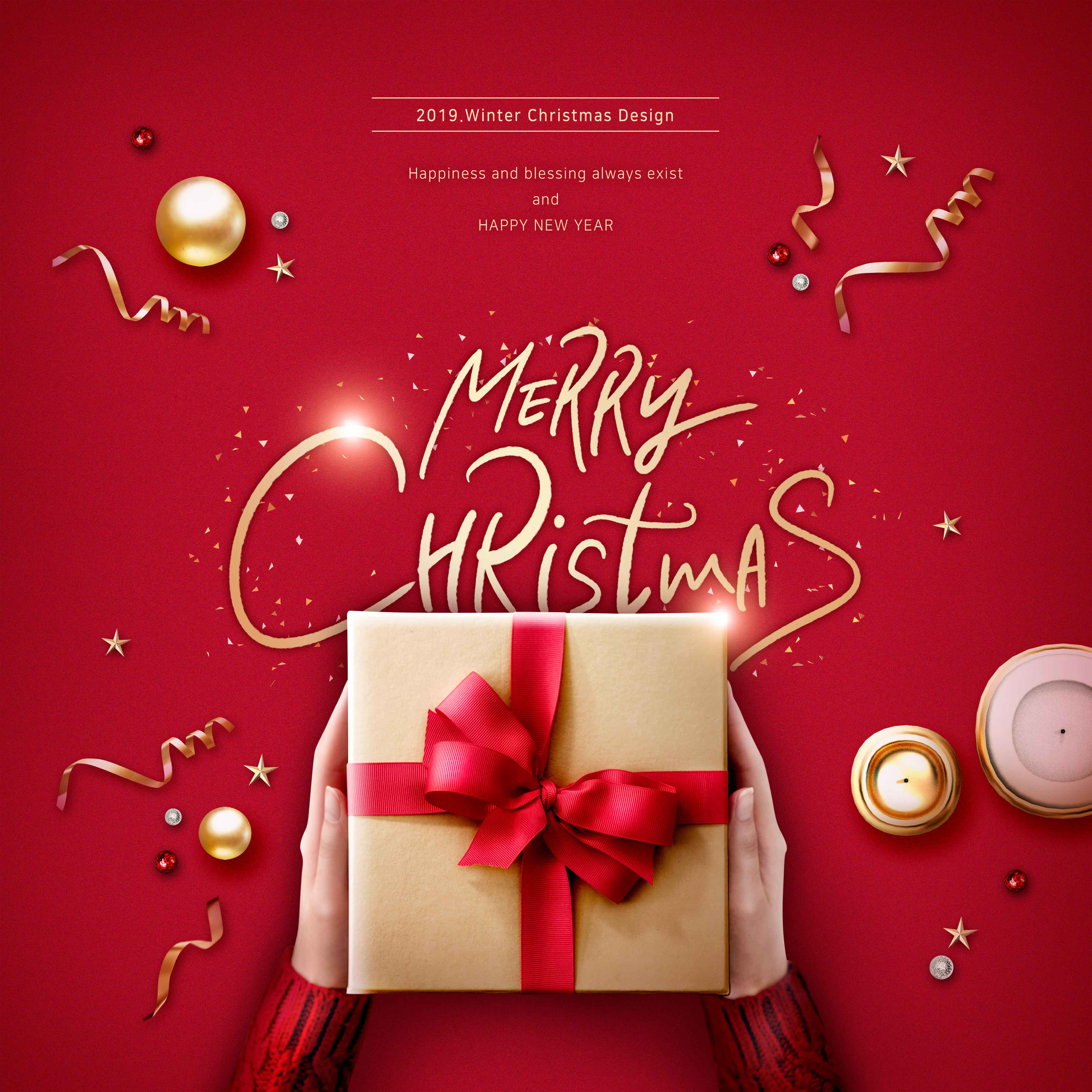 圣诞祝福&冬季圣诞礼物主题海报/贺卡设计素材设计素材模板
