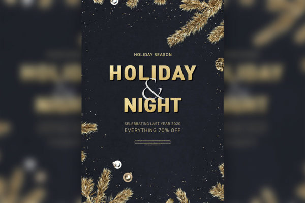 圣诞促销海报假日之夜设计模板