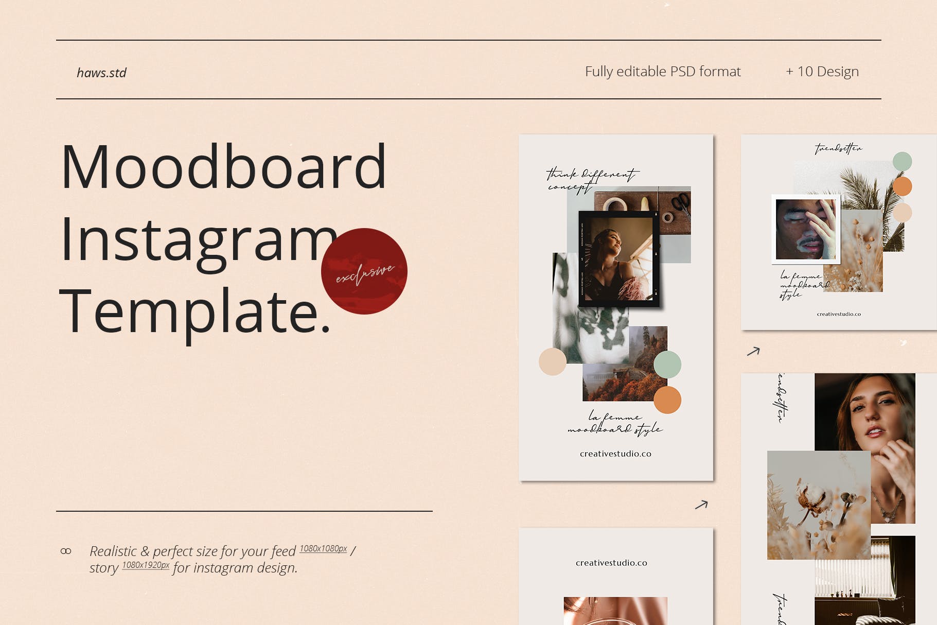 社交媒体Instagram情绪板设计模板v80 Moodboard Instagram Template设计素材模板