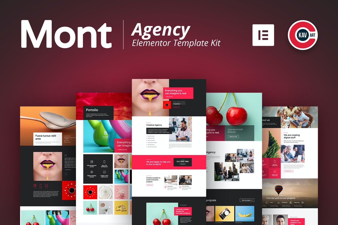 现代创意元素快速便捷Mont机构WordPress模板套件 Mont – Agency Template kit设计素材模板