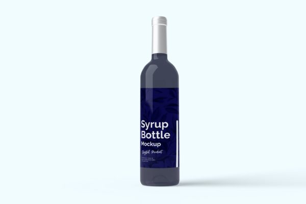 外观标签设计葡萄酒瓶样机模板 Syrup Bottle Mockup