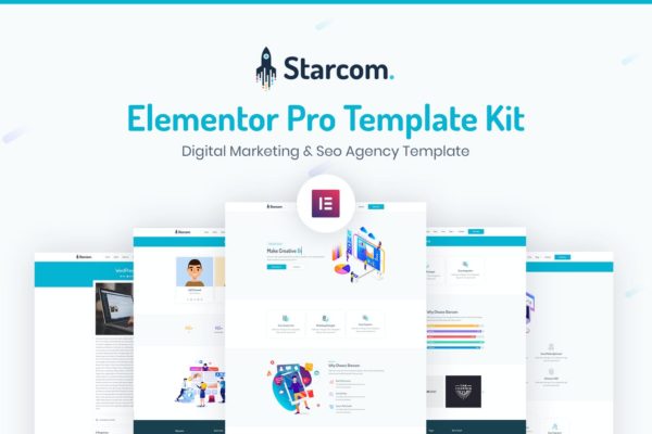 现代优雅经典洁白清爽设计感启动WordPress模板套件 Starcom – Saas & Startup Templat