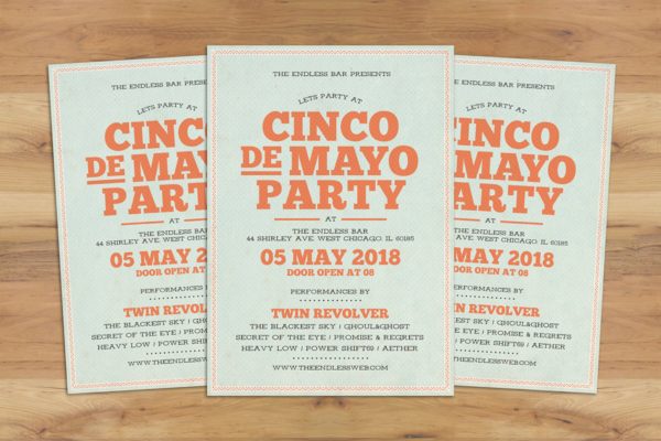 活动传单墨西哥五月五日/海报设计模板 Cinco De Mayo Typography Flyer